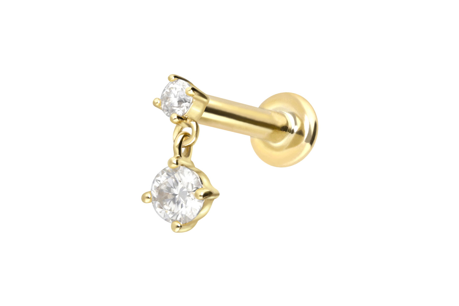 14 Karat Gold Labret Piercing mit Push Fit 2 MOISSANITE